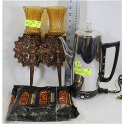 GE PERCOLATOR WITH COLOMBIAN COFFEE SOLD WITH