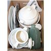 Image 1 : BOX OF ASSORTED VINTAGE DISHES INCL TEAPOT SET &