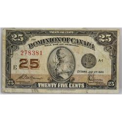 D) CANADIAN 1923 25 CENT SHINPLASTER