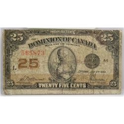 D) CANADIAN 1923 25 CENT SHINPLASTER