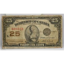 D) CANADIAN 1923 25 CENT SHINPLASTER