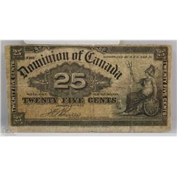 E) CANADIAN 1900 25 CENT SHINPLASTER