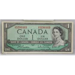 AA) 1954 CANADIAN $1.00 BILL