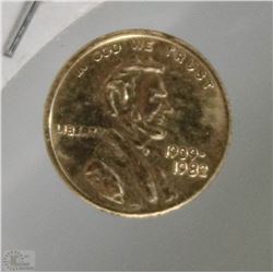 CM) 1909 USA .GOLD ONE CENT COIN