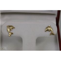 14 KT YELLOW GOLD DOLPHIN EARRINGS
