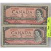 Image 1 : SHEET W/TWO COLLECTIBLE 1954 $2