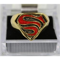 SUPERMAN LOGO GOLD TONE RING SZ10