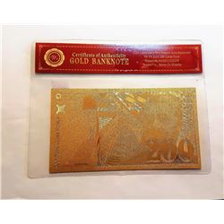 99.9% PURE GOLD FOIL FRENCH BANKNOTE