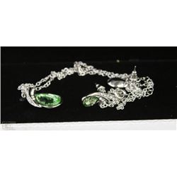 FASHION NECKLACE & EARRING SET - GREEN GEMS