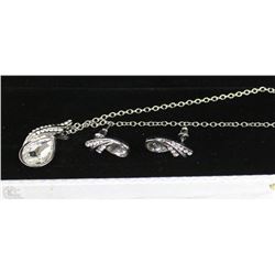FASHION NECKLACE & EARRING SET - CLEAR GEM
