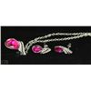 Image 1 : FASHION NECKLACE & EARRING SET - PINK GEMS