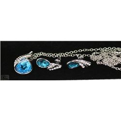 FASHION NECKLACE & EARRING SET - LIGHT BLUE GEMS