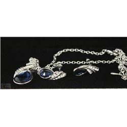 FASHION NECKLACE & EARRING SET - NAVY GEMS