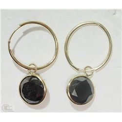 #2-14KT YELLOW GOLD BLACK DIAMOND EARRINGS