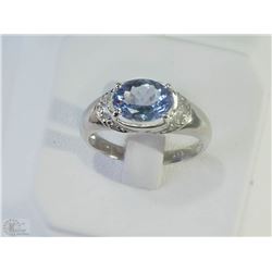 #3-14KT WHITE GOLD TANZANITE & DIAMOND RING