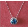 Image 1 : #6-14KT WHITE GOLD BLUE&WHITE DIAMOND PENDANT