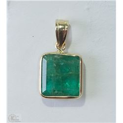 #9-14KT YELLOW GOLD EMERALD PENDANT