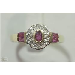 #13-10KT YELLOW-WHITE GOLD RUBY & DIAMOND RING