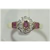 Image 1 : #13-10KT YELLOW-WHITE GOLD RUBY & DIAMOND RING