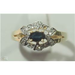 #18-14KT YELLOW-WHITE GOLD SAPPHIRE&DIAMOND RING