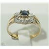 Image 2 : #18-14KT YELLOW-WHITE GOLD SAPPHIRE&DIAMOND RING