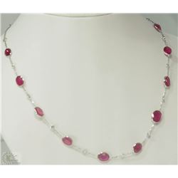 #25-14KT WHITE GOLD RUBY& SAPPHIRE NECKLACE