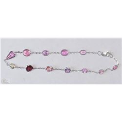 #29-14KT WHITE GOLD SAPPHIRES BRACELET