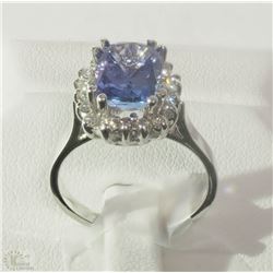 #36-14KT WHITE GOLD TANZANITE & DIAMOND RING
