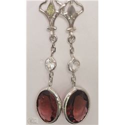 #40-14KT WHITE GOLD TOURMALINE&SAPPHIRE EARRINGS