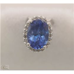 #41-14KT WHITE GOLD TANZANITE&DIAMOND PENDANT