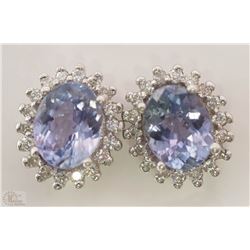 #46-14KT WHITE GOLD TANZANITE & DIAMOND EARRINGS