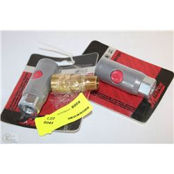 LOT OF 2 MILTON 1/4" PUSH BUTTON SAFETY COUPLERS