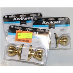 LOT OF 3 KWIKSET BED & BATH HANDLES