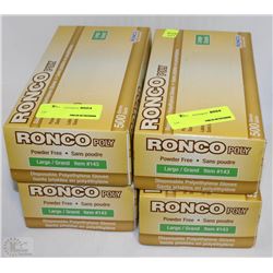 LOT OF 4 RONCO POWDER FREE DISPOSABLE POLYETHYLENE