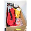 Image 1 : BOX OF ASSORTED ITEMS INCL ERGODYNE WRIST SUPPORT,