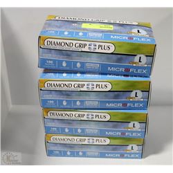 4 BOXES OF DIAMOND GRIP PLUS MICROFLEX SZ L POWDER