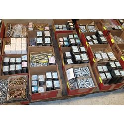 PALLET OF ASSORTED FASTENERS, WASHERS, AND SCREWS