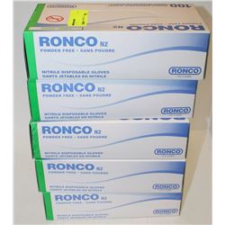 LOT OF 5 RONCO N2 POWDER FREE SIZE LARGE NITRILE