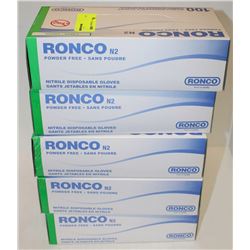 LOT OF 5 RONCO N2 POWDER FREE SIZE LARGE NITRILE
