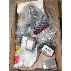 BOX OF ASSORTED PIPE CAPS AND FITTINGS