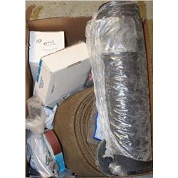 BOX OF SANDING PAPERS, DISCS AND BELTS