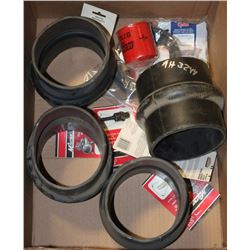 BOX OF 5" WIDE PIPE CONNECTORS & ASSORTED FITTING