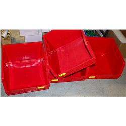 LOT OF 4 RED STORAGE CONTAINERS