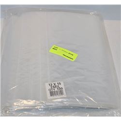 PACK OF 100 12X15 RESEALABLE POLY BAGS