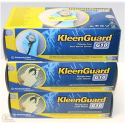 LOT OF 3 ASSORTED SIZE KLEEN GUARD G10 POWDER FREE