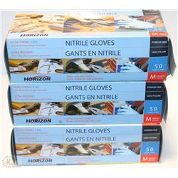LOT OF 3 ASSORTED SIZE HORIZON 8MIL NITRILE GLOVES