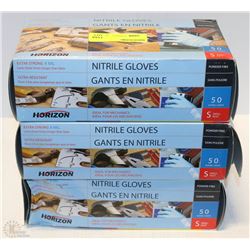 LOT OF 3 ASSORTED SIZE HORIZON 8MIL NITRILE GLOVES