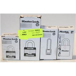 LOT OF 4 ASSORTED MASTERLOCK PAD LOCKS