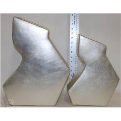 PAIR OF 'Z' SHAPED SILVERTONE VASES
