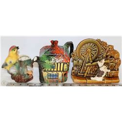 FLAT WITH CERAMICS INCL MCCOY PLANTER, TEA POT &